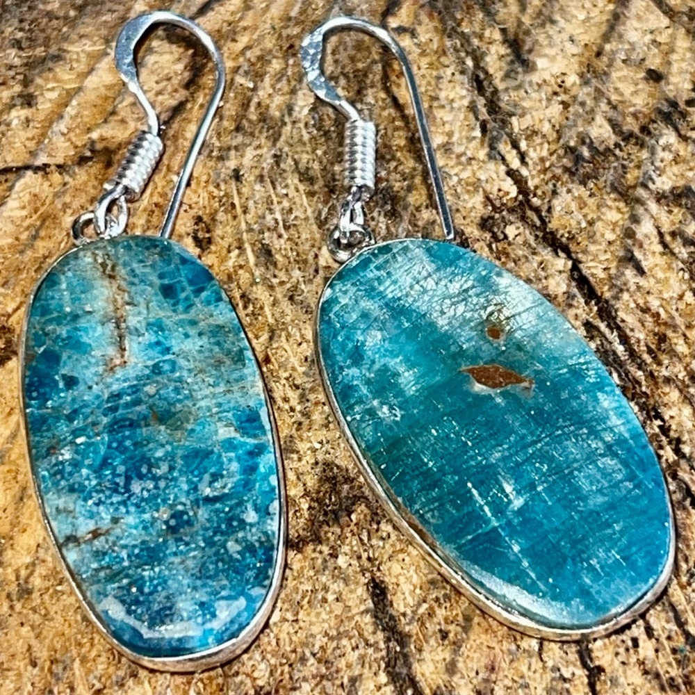 Blue Apatite Earrings 1 1/2”